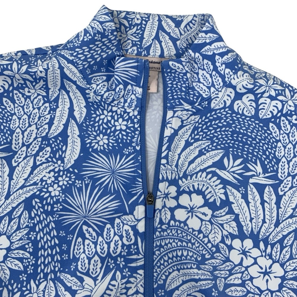 Tommy Bahama Women's Small Everyday Active Blue Tropical Floral Full Zip Jacket - Picture 5 of 13